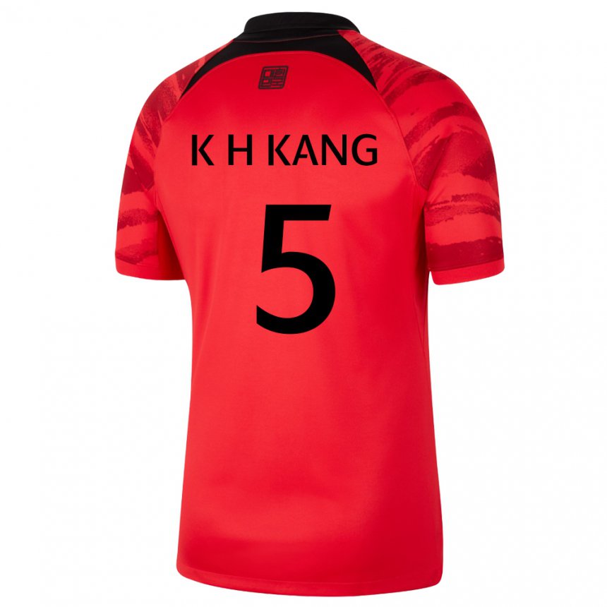 Kinderen Zuid-koreaans Kang Kyo Hun #5 Rood Zwart Thuisshirt Thuistenue 22-24 T-shirt