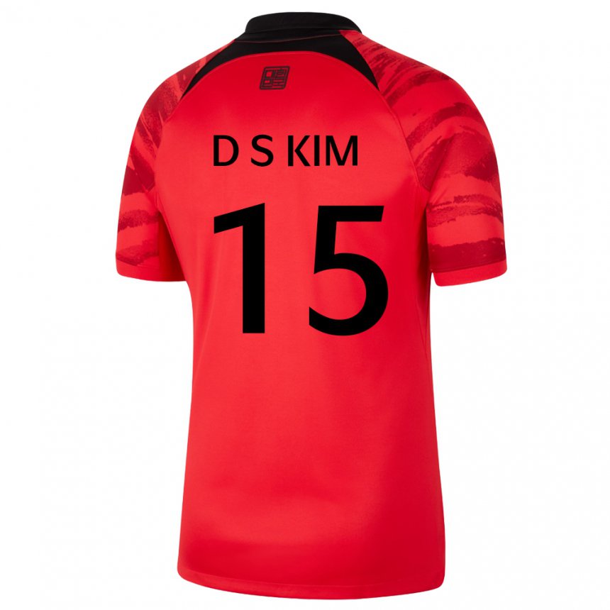 Kinderen Zuid-koreaans Kim Dong Seop #15 Rood Zwart Thuisshirt Thuistenue 22-24 T-shirt