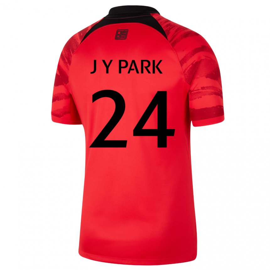 Kinderen Zuid-koreaans Park Jun Yeong #24 Rood Zwart Thuisshirt Thuistenue 22-24 T-shirt