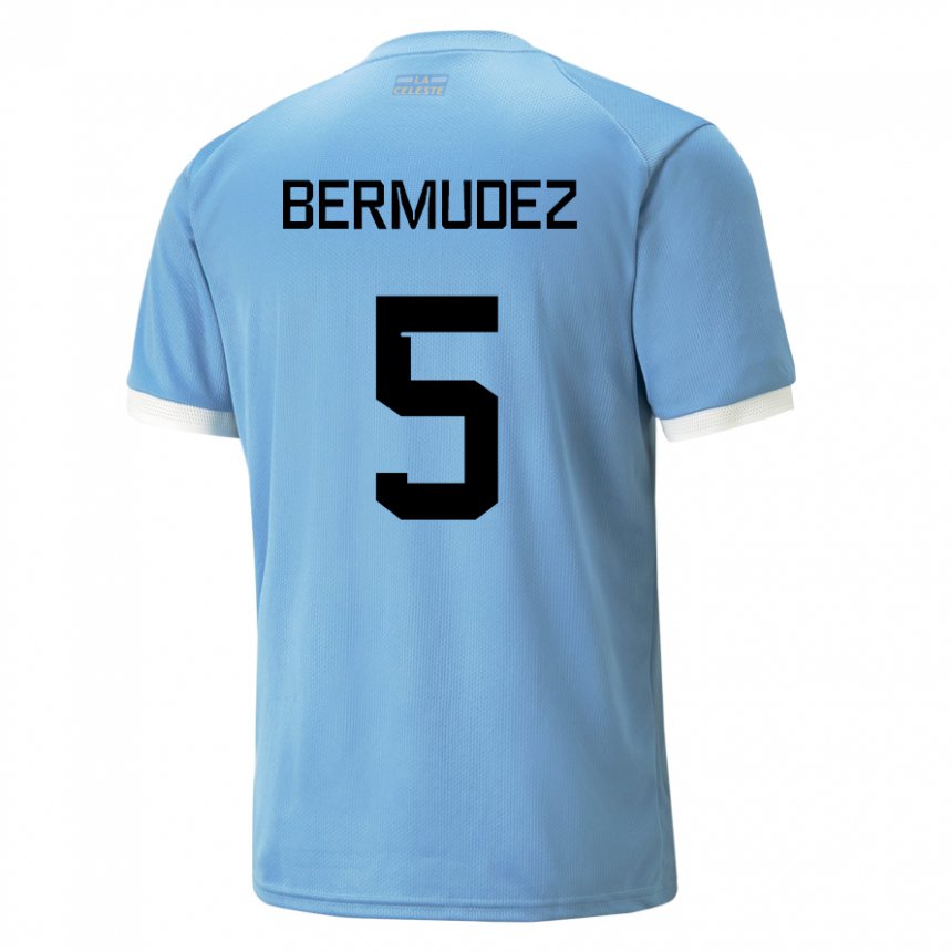 Kinderen Uruguayaans Karol Bermudez #5 Blauw Thuisshirt Thuistenue 22-24 T-shirt