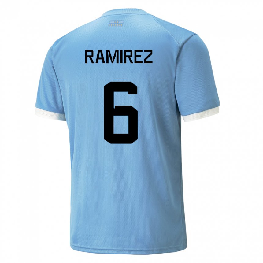 Kinderen Uruguayaans Sindy Ramirez #6 Blauw Thuisshirt Thuistenue 22-24 T-shirt