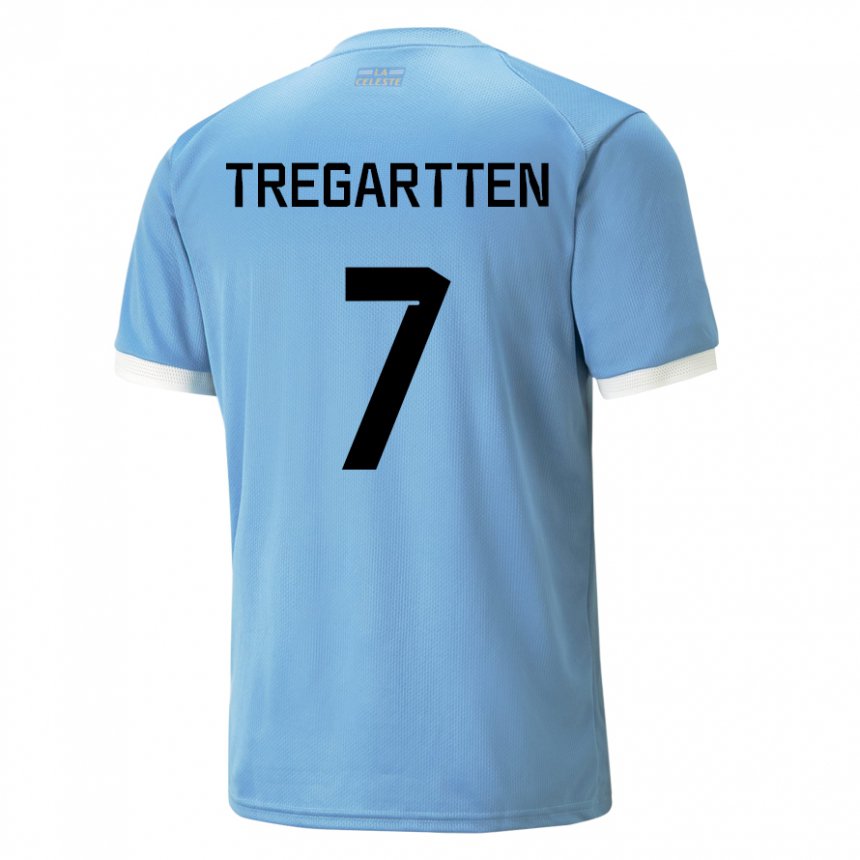 Kinderen Uruguayaans Stephanie Tregartten #7 Blauw Thuisshirt Thuistenue 22-24 T-shirt