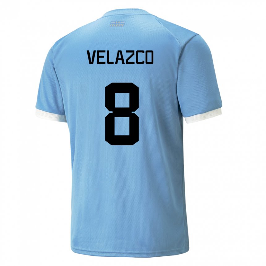 Kinderen Uruguayaans Ximena Velazco #8 Blauw Thuisshirt Thuistenue 22-24 T-shirt