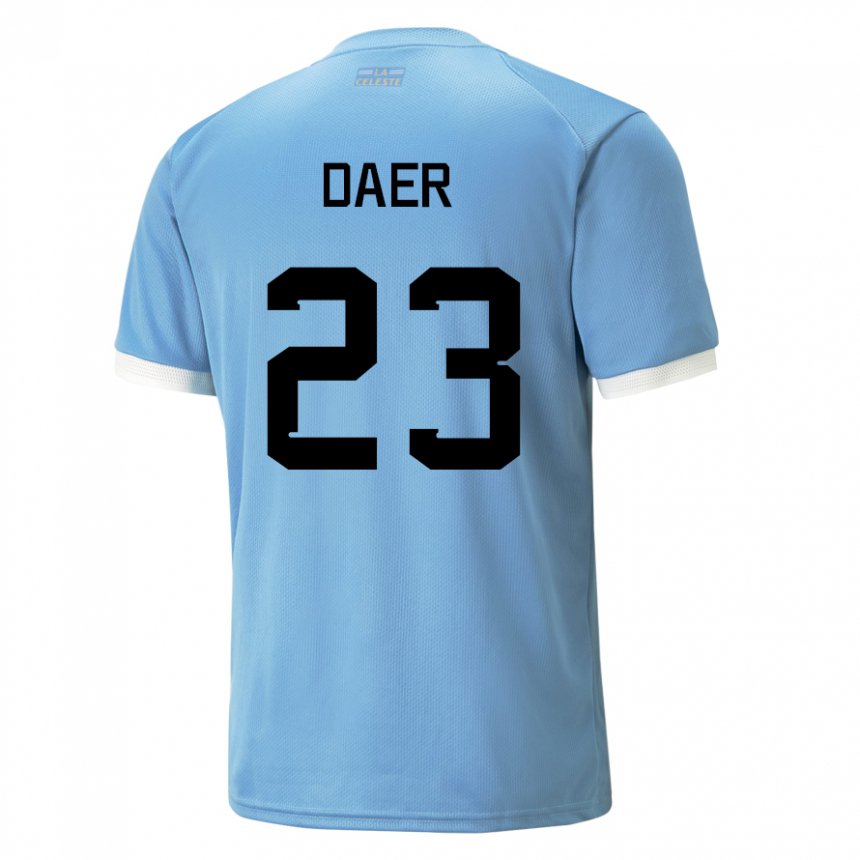 Kinderen Uruguayaans Zulma Daer #23 Blauw Thuisshirt Thuistenue 22-24 T-shirt