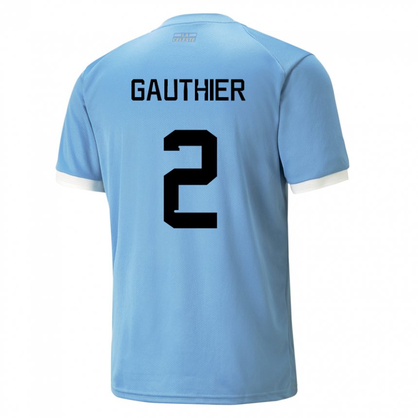 Kinderen Uruguayaans Valentin Gauthier #2 Blauw Thuisshirt Thuistenue 22-24 T-shirt