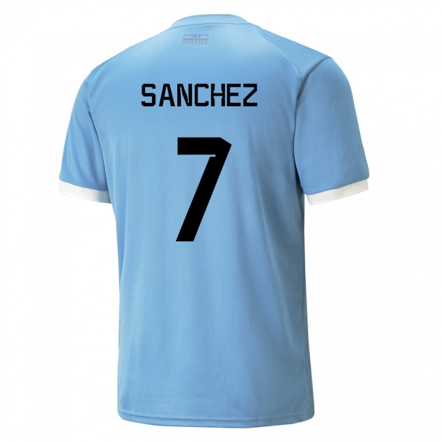 Kinderen Uruguayaans Renzo Sanchez #7 Blauw Thuisshirt Thuistenue 22-24 T-shirt