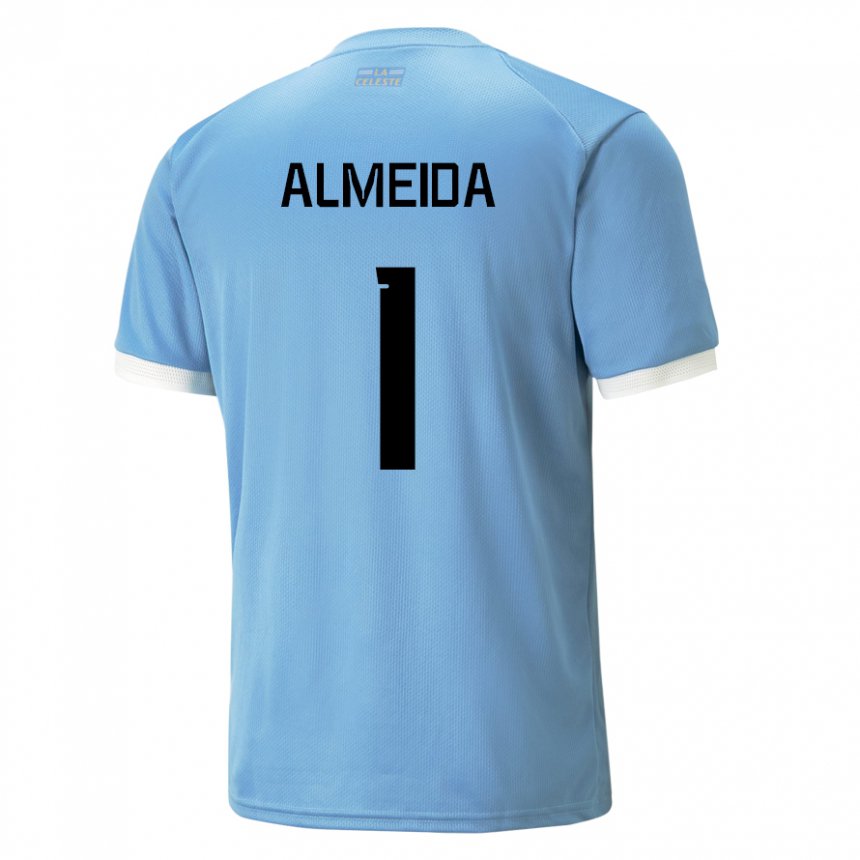 Kinderen Uruguayaans Martin Almeida #1 Blauw Thuisshirt Thuistenue 22-24 T-shirt