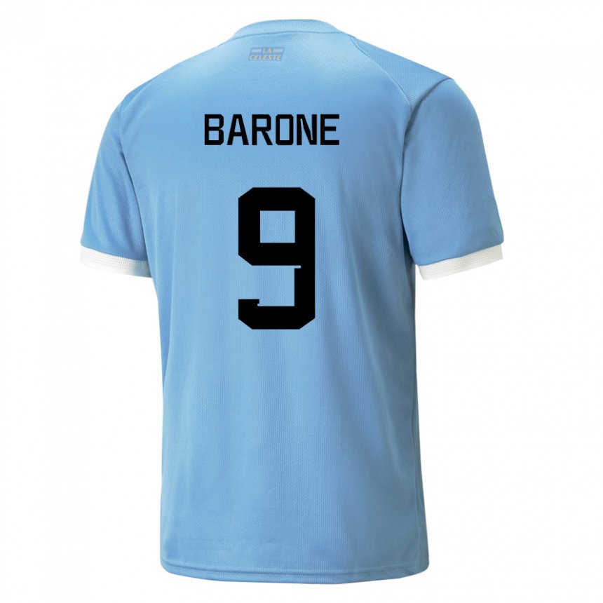 Kinderen Uruguayaans Faustino Barone #9 Blauw Thuisshirt Thuistenue 22-24 T-shirt