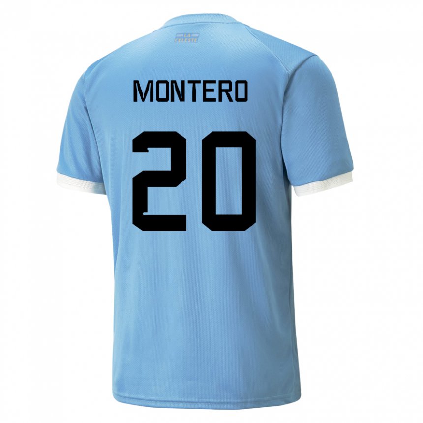 Kinderen Uruguayaans Alfonso Montero #20 Blauw Thuisshirt Thuistenue 22-24 T-shirt