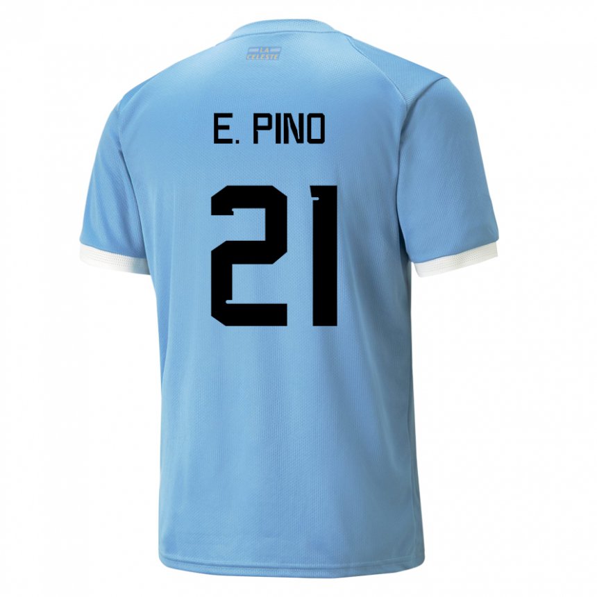 Kinderen Uruguayaans Emiliano Del Pino #21 Blauw Thuisshirt Thuistenue 22-24 T-shirt