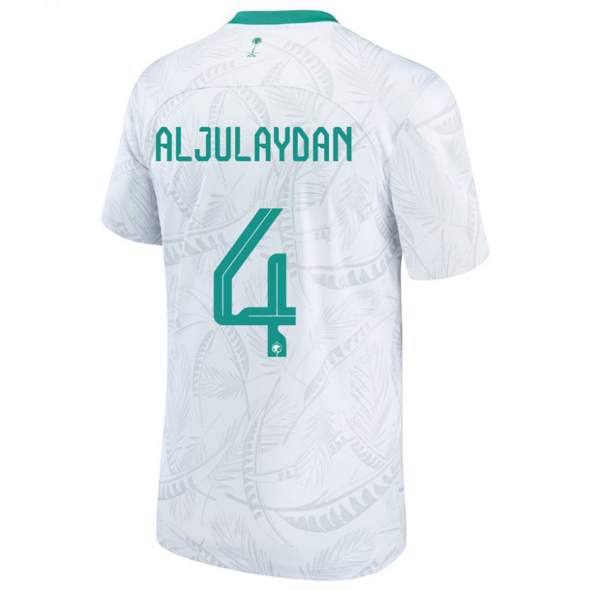 Kinderen Saoedi-arabisch Ahmed Aljulaydan #4 Wit Thuisshirt Thuistenue 22-24 T-shirt