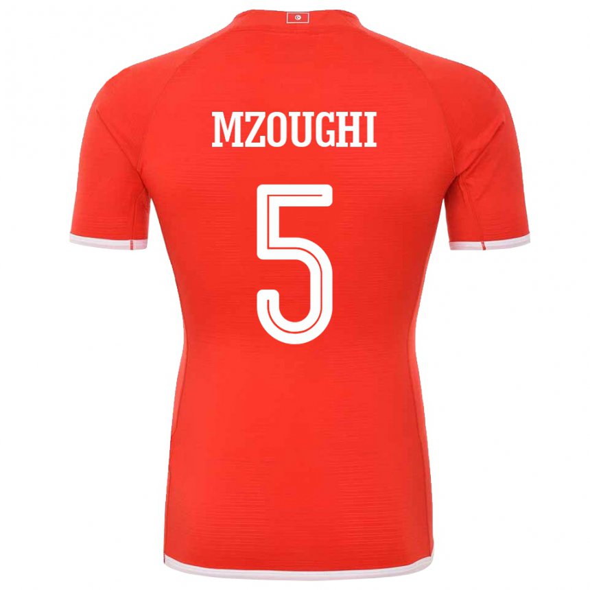 Kinderen Tunesisch Iskander Mzoughi #5 Rood Thuisshirt Thuistenue 22-24 T-shirt