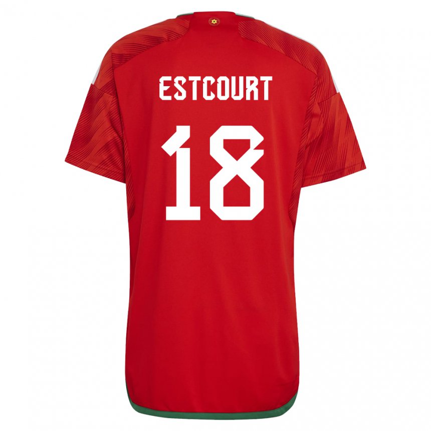 Kinderen Welsh Charlie Estcourt #18 Rood Thuisshirt Thuistenue 22-24 T-shirt