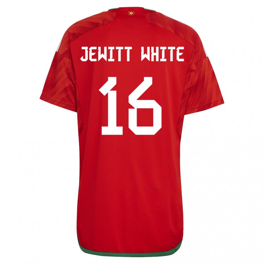 Kinderen Welsh Harry Jewitt White #16 Rood Thuisshirt Thuistenue 22-24 T-shirt