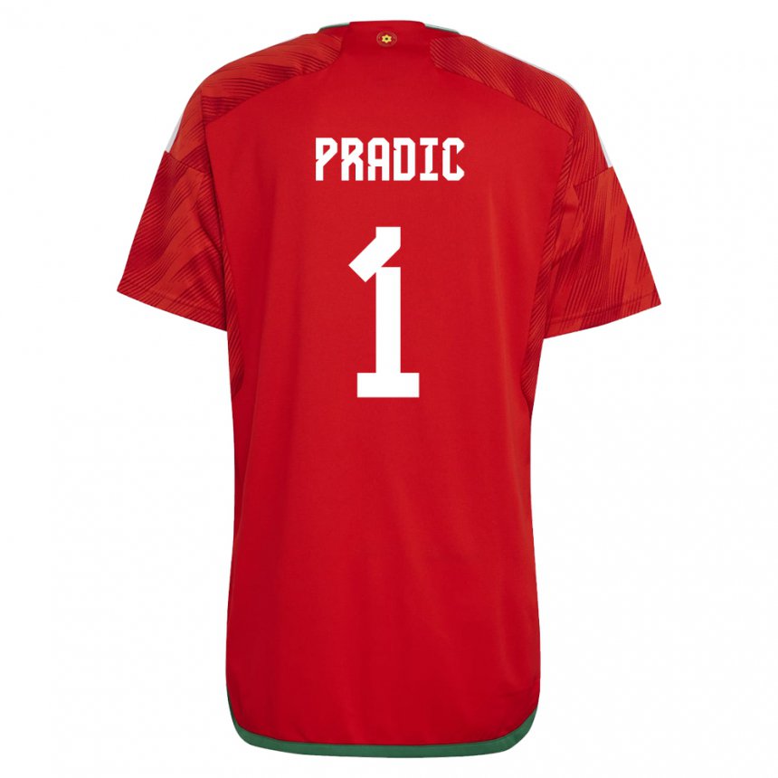 Kinderen Welsh James Pradic #1 Rood Thuisshirt Thuistenue 22-24 T-shirt