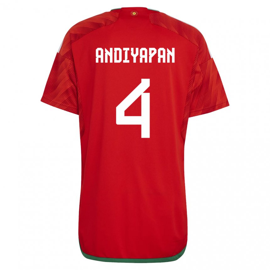 Kinderen Welsh William Andiyapan #4 Rood Thuisshirt Thuistenue 22-24 T-shirt