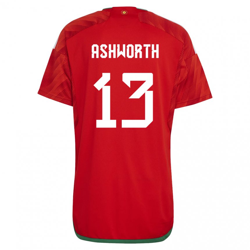 Kinderen Welsh Fin Ashworth #13 Rood Thuisshirt Thuistenue 22-24 T-shirt