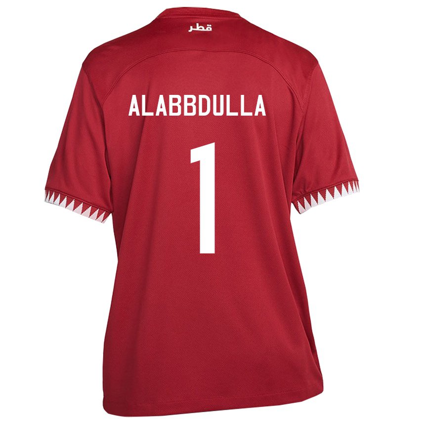 Kinderen Qatarees Latifa Alabbdulla #1 Kastanjebruin Thuisshirt Thuistenue 22-24 T-shirt