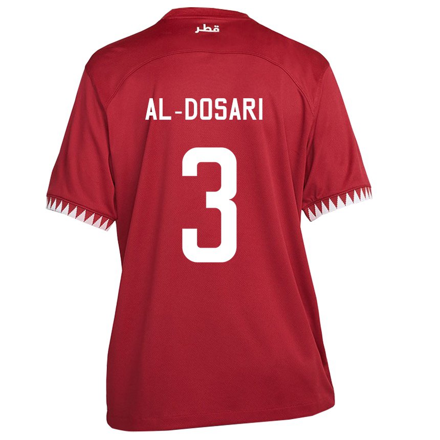 Kinderen Qatarees Dana Al Dosari #3 Kastanjebruin Thuisshirt Thuistenue 22-24 T-shirt