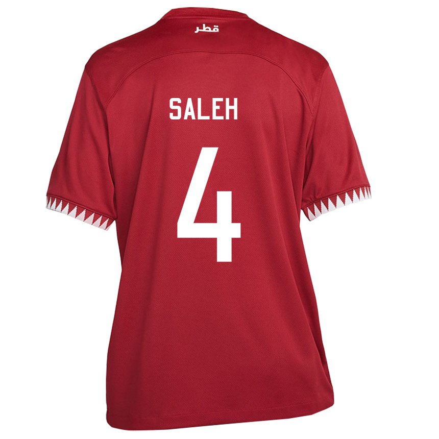 Kinderen Qatarees Hagar Saleh #4 Kastanjebruin Thuisshirt Thuistenue 22-24 T-shirt