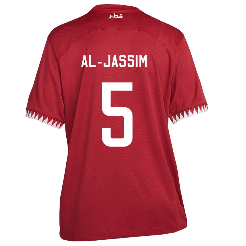 Kinderen Qatarees Dana Al Jassim #5 Kastanjebruin Thuisshirt Thuistenue 22-24 T-shirt