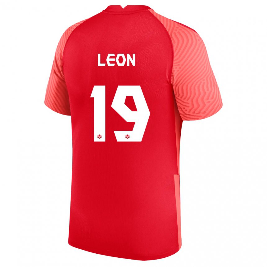 Kinderen Canadees Adriana Leon #19 Rood Thuisshirt Thuistenue 22-24 T-shirt