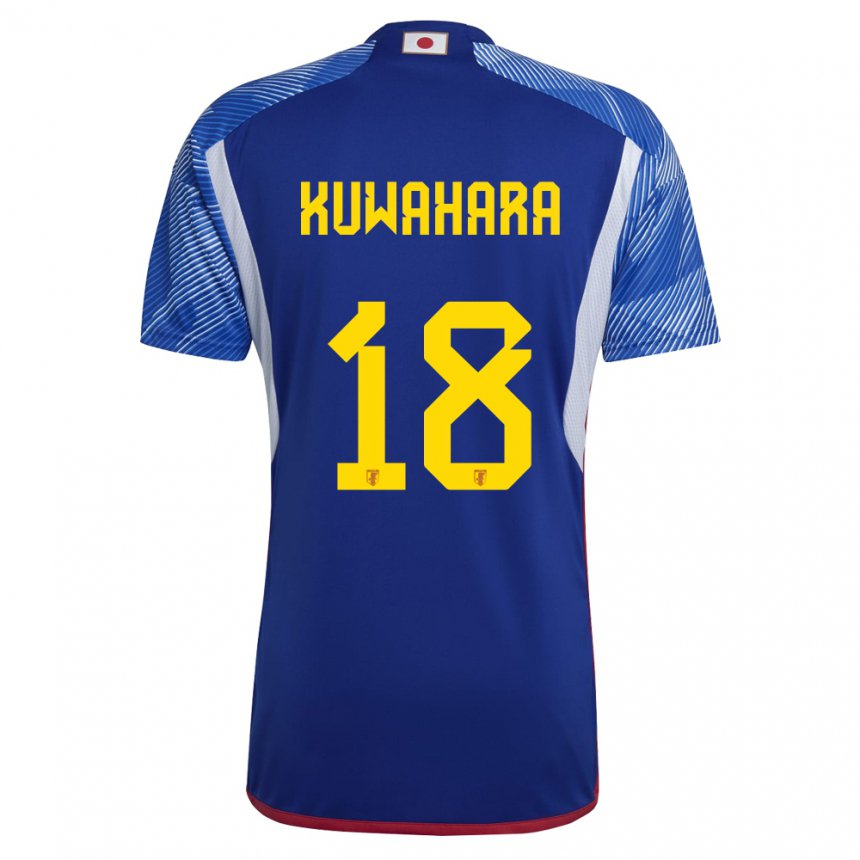 Kinderen Japans Rikuto Kuwahara #18 Koningsblauw Thuisshirt Thuistenue 22-24 T-shirt