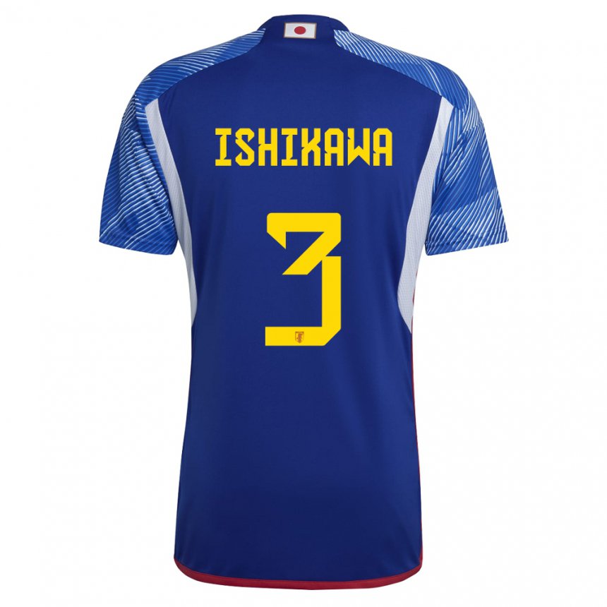 Kinderen Japans Seita Ishikawa #3 Koningsblauw Thuisshirt Thuistenue 22-24 T-shirt