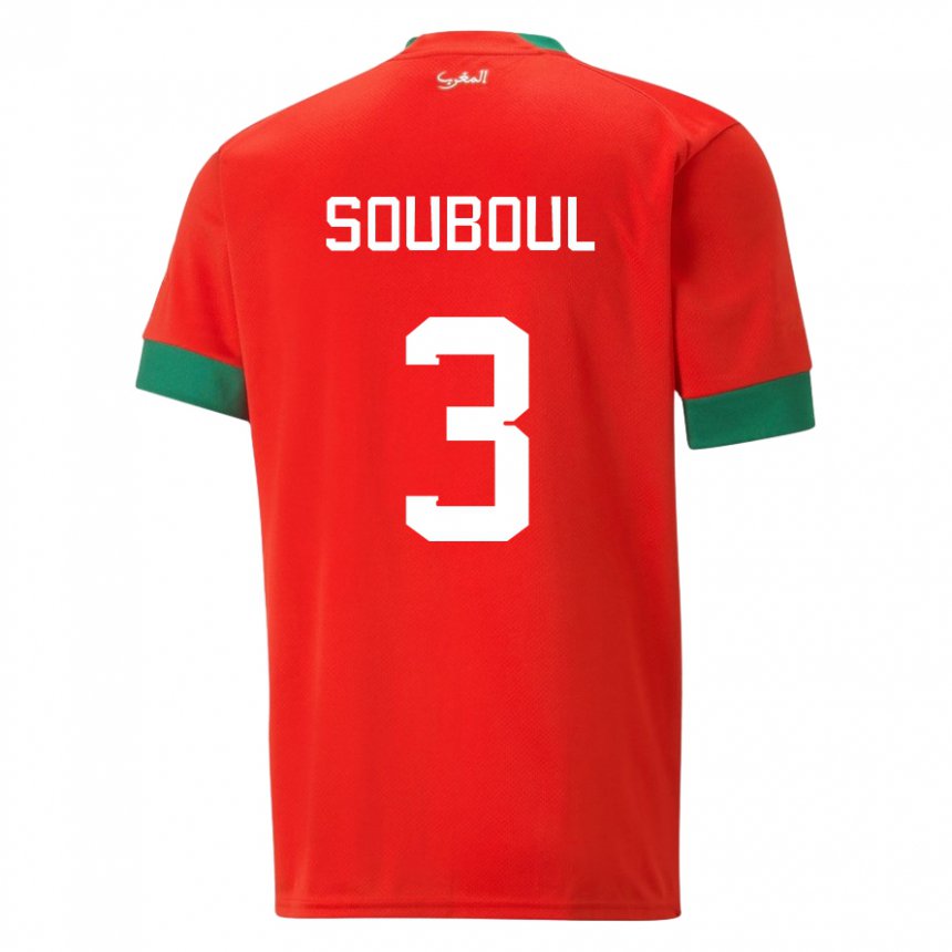 Kinderen Marokkaans Mohamed Souboul #3 Rood Thuisshirt Thuistenue 22-24 T-shirt