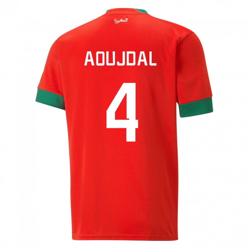 Kinderen Marokkaans Youssef Aoujdal #4 Rood Thuisshirt Thuistenue 22-24 T-shirt