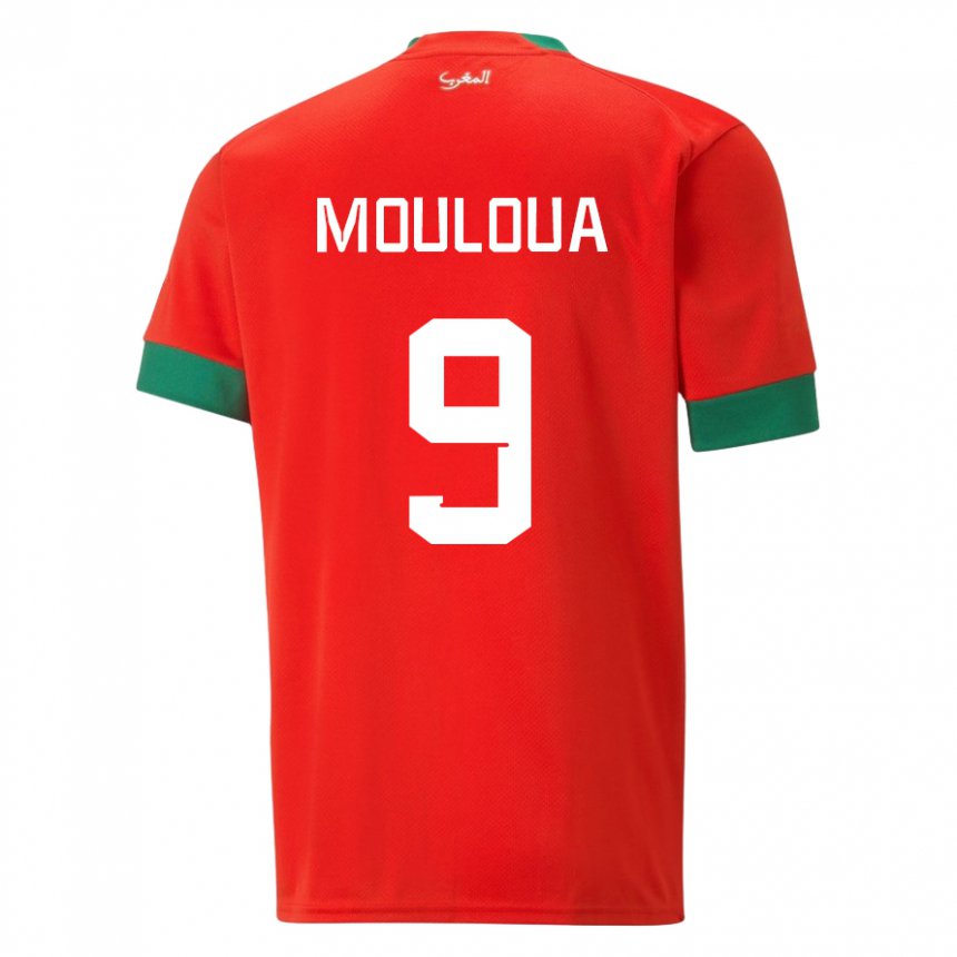 Kinderen Marokkaans Ayoub Mouloua #9 Rood Thuisshirt Thuistenue 22-24 T-shirt