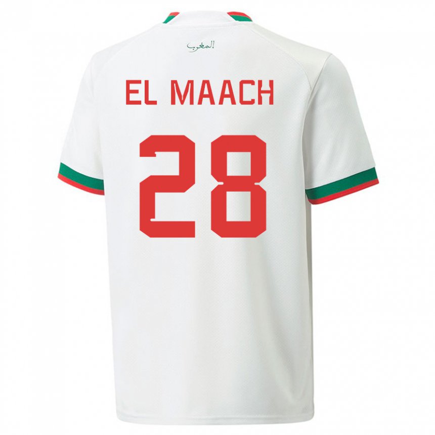 Kinderen Marokkaans Fouad El Maach #28 Wit Uitshirt Uittenue 22-24 T-shirt