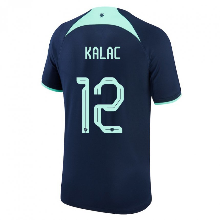 Kinderen Australisch Oliver Kalac #12 Donkerblauw Uitshirt Uittenue 22-24 T-shirt