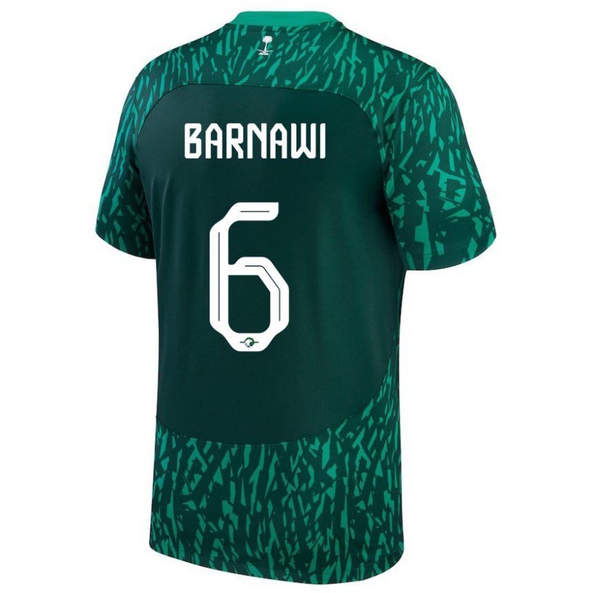 Kinderen Saoedi-arabisch Mohammed Barnawi #6 Donkergroen Uitshirt Uittenue 22-24 T-shirt