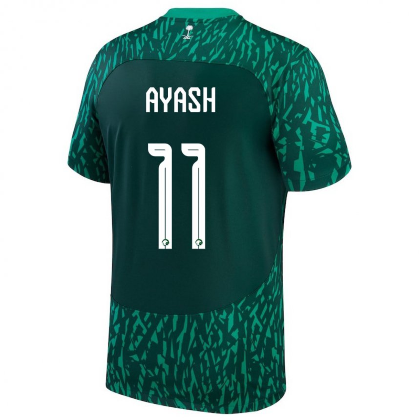 Kinderen Saoedi-arabisch Ziyad Ayash #11 Donkergroen Uitshirt Uittenue 22-24 T-shirt