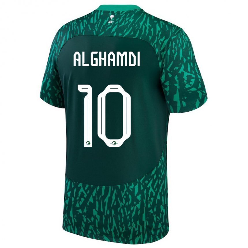 Kinderen Saoedi-arabisch Ahmad Alghamdi #10 Donkergroen Uitshirt Uittenue 22-24 T-shirt