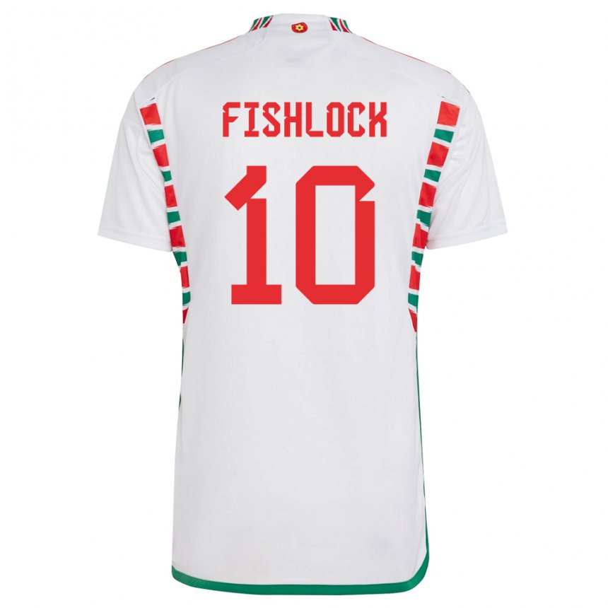 Kinderen Welsh Jessica Fishlock #10 Wit Uitshirt Uittenue 22-24 T-shirt