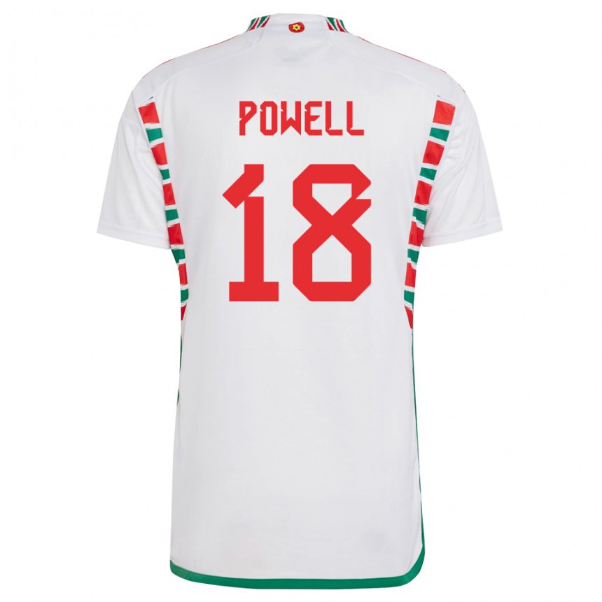 Kinderen Welsh Ella Powell #18 Wit Uitshirt Uittenue 22-24 T-shirt