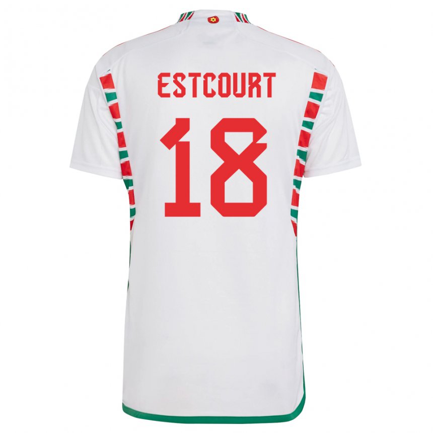 Kinderen Welsh Charlie Estcourt #18 Wit Uitshirt Uittenue 22-24 T-shirt