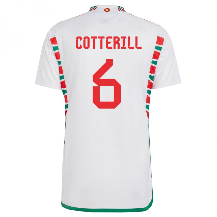 Kinderen Welsh Joel Cotterill #6 Wit Uitshirt Uittenue 22-24 T-shirt