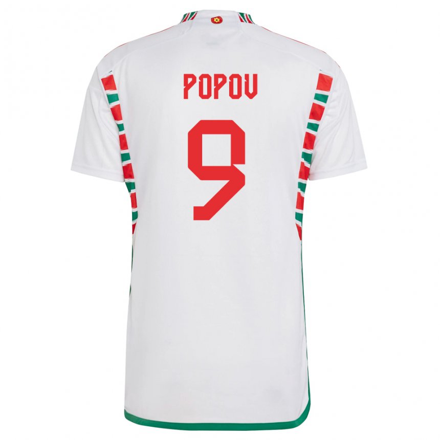 Kinderen Welsh Christopher Popov #9 Wit Uitshirt Uittenue 22-24 T-shirt