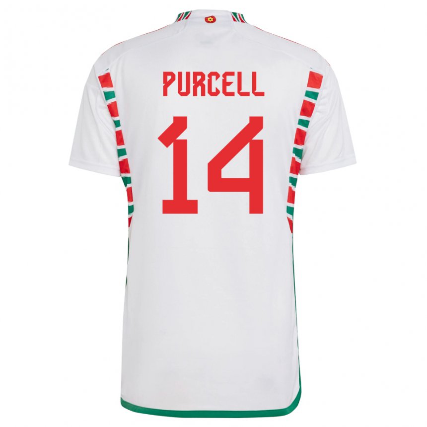 Kinderen Welsh Benjamin Purcell #14 Wit Uitshirt Uittenue 22-24 T-shirt