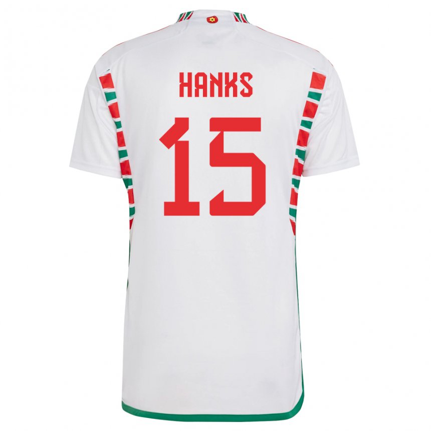 Kinderen Welsh Justin Hanks #15 Wit Uitshirt Uittenue 22-24 T-shirt