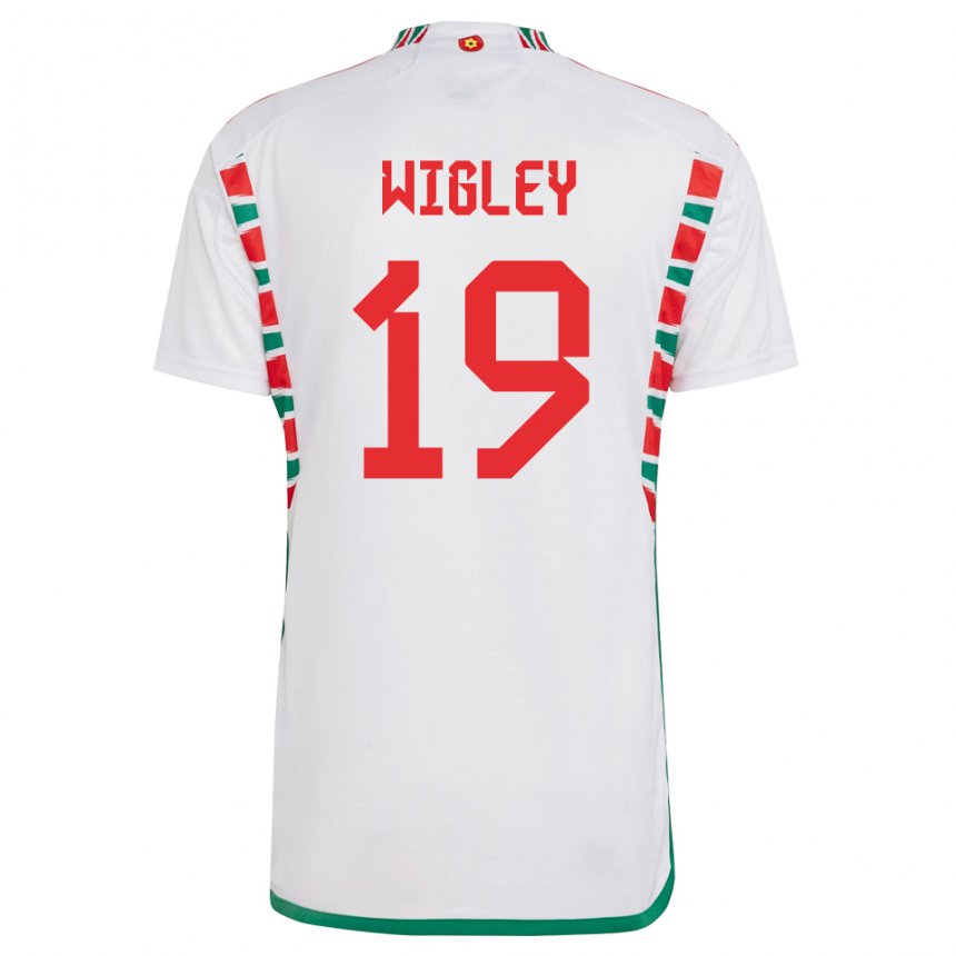 Kinderen Welsh Morgan Wigley #19 Wit Uitshirt Uittenue 22-24 T-shirt