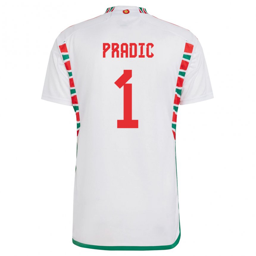 Kinderen Welsh James Pradic #1 Wit Uitshirt Uittenue 22-24 T-shirt