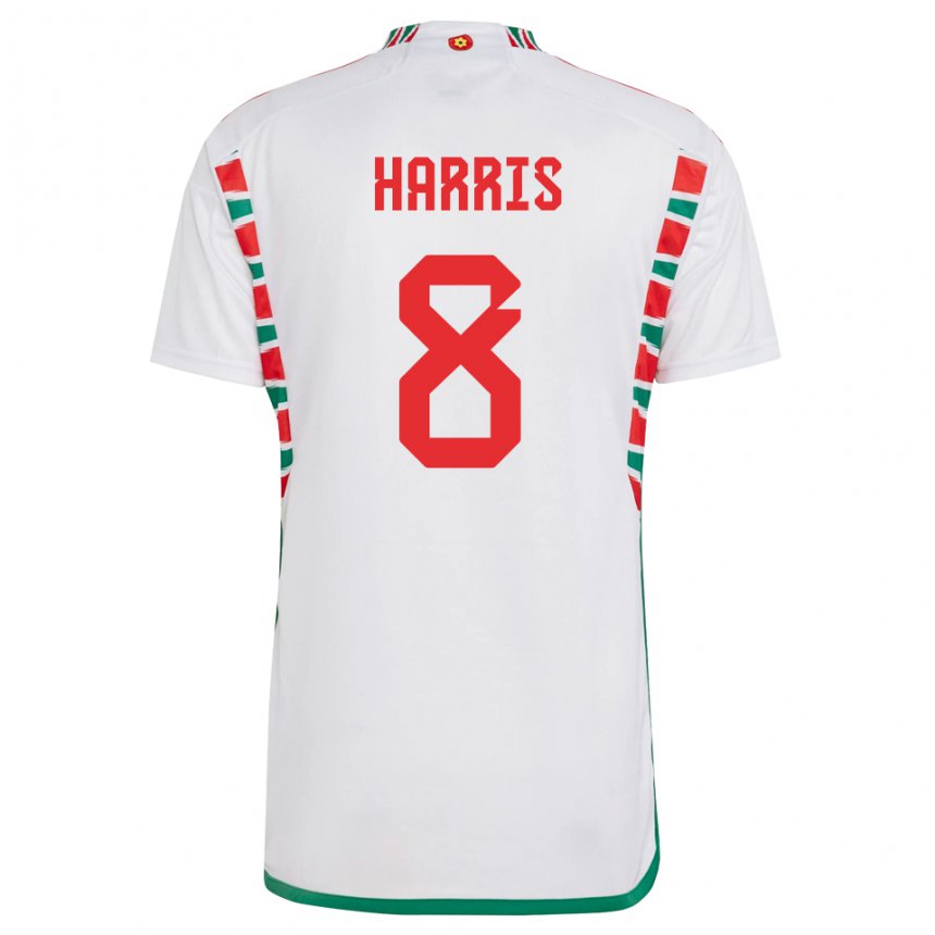 Kinderen Welsh Luke Harris #8 Wit Uitshirt Uittenue 22-24 T-shirt