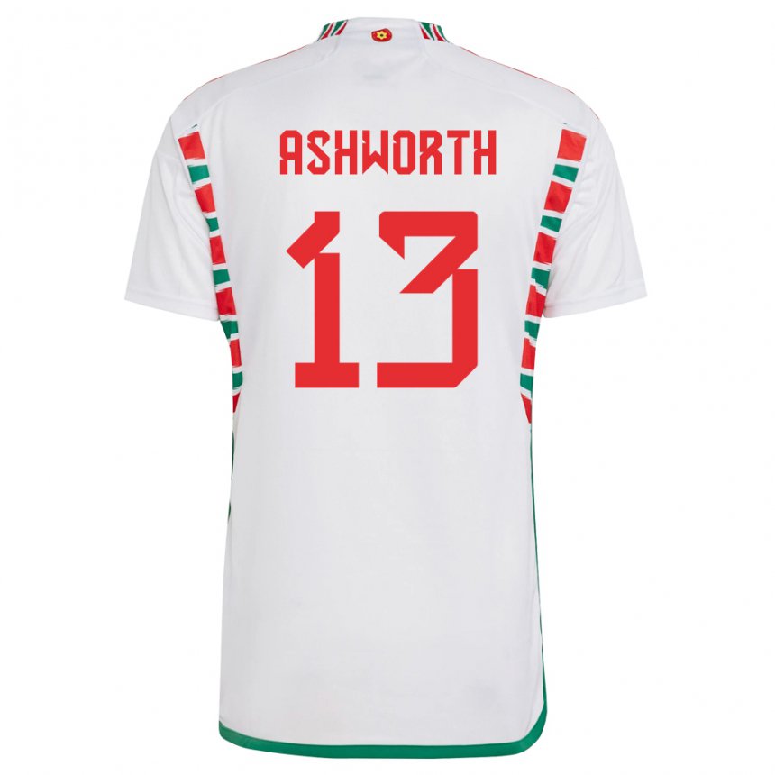 Kinderen Welsh Fin Ashworth #13 Wit Uitshirt Uittenue 22-24 T-shirt