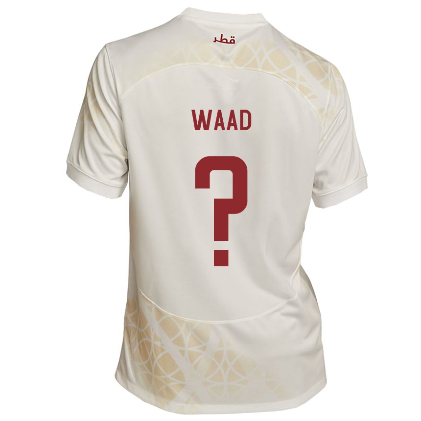 Kinderen Qatarees Mohammad Waad #0 Goud Beige Uitshirt Uittenue 22-24 T-shirt