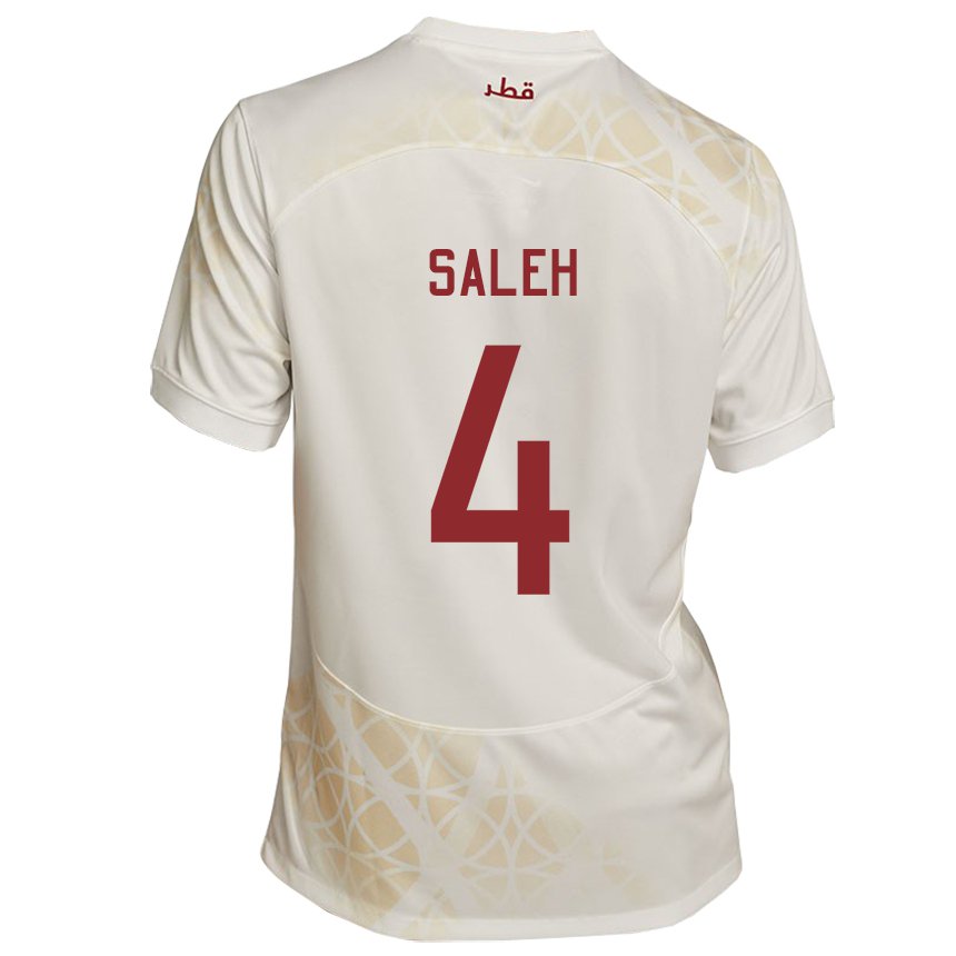 Kinderen Qatarees Hagar Saleh #4 Goud Beige Uitshirt Uittenue 22-24 T-shirt