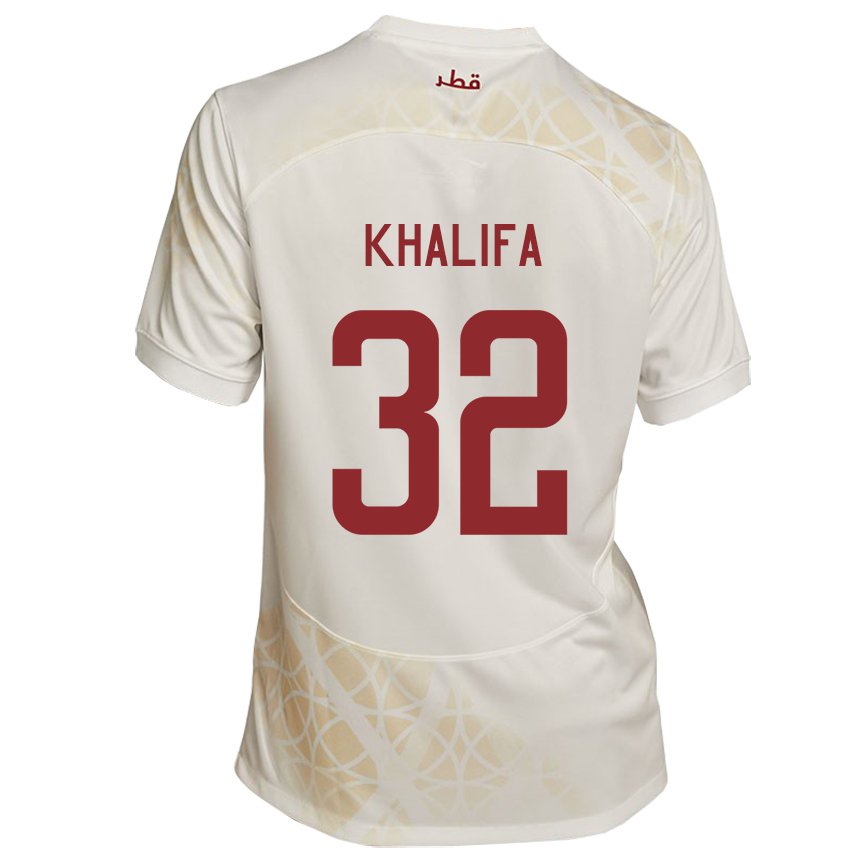 Kinderen Qatarees Duana Khalifa #32 Goud Beige Uitshirt Uittenue 22-24 T-shirt